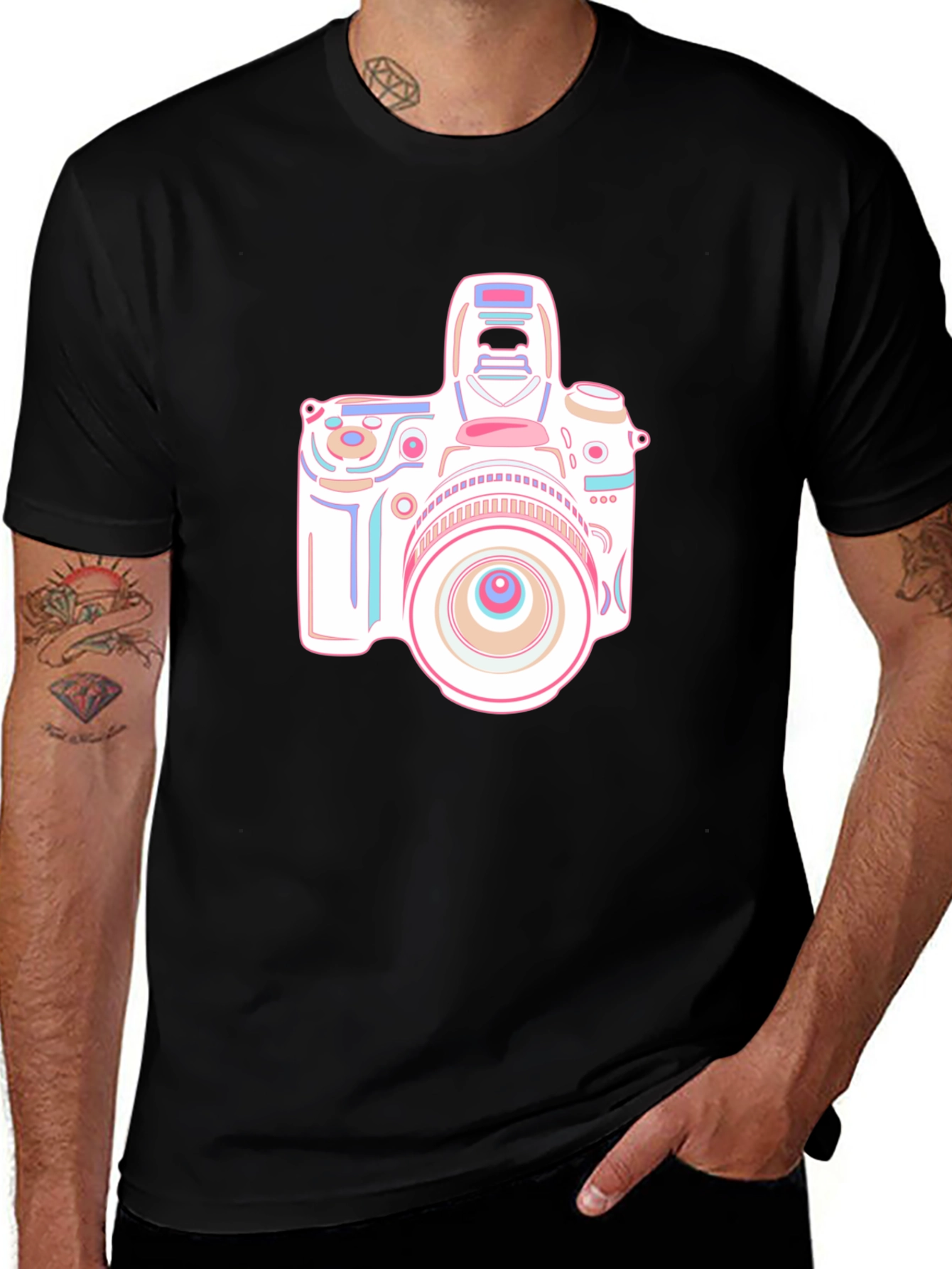 Camera Graphic T-Shirt - Black Short Sleeve