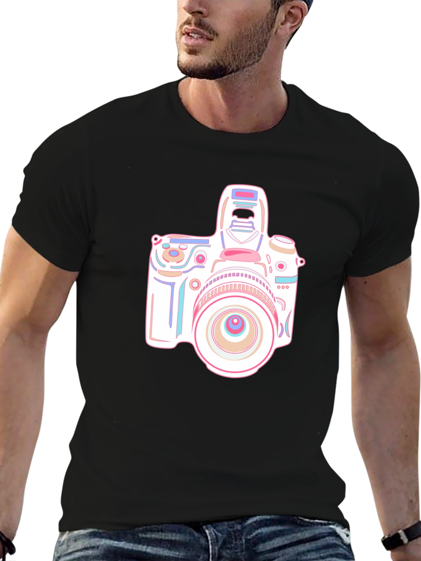Camera Graphic T-Shirt - Black Short Sleeve