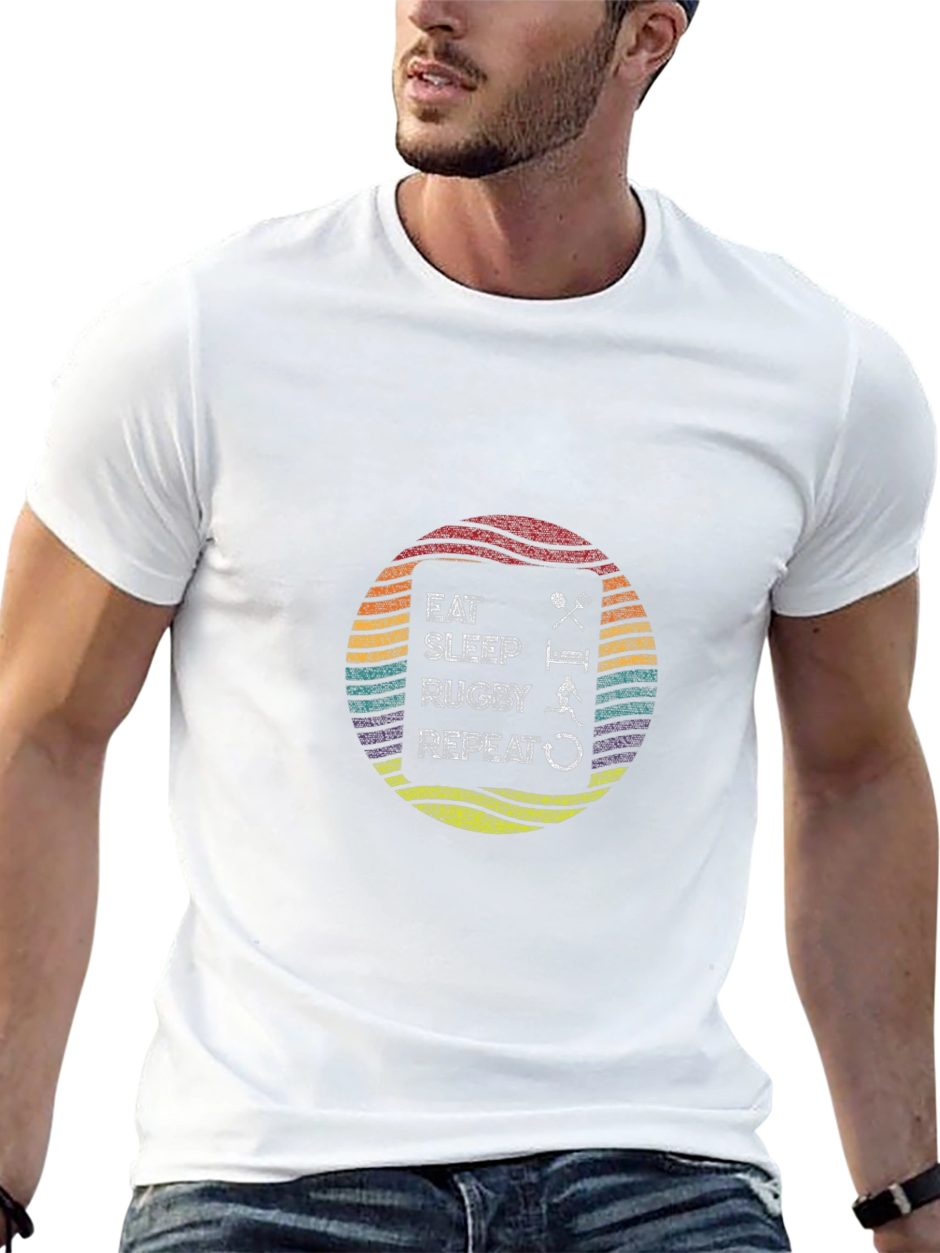 Eat Sleep Rugby Repeat Black T-Shirt
