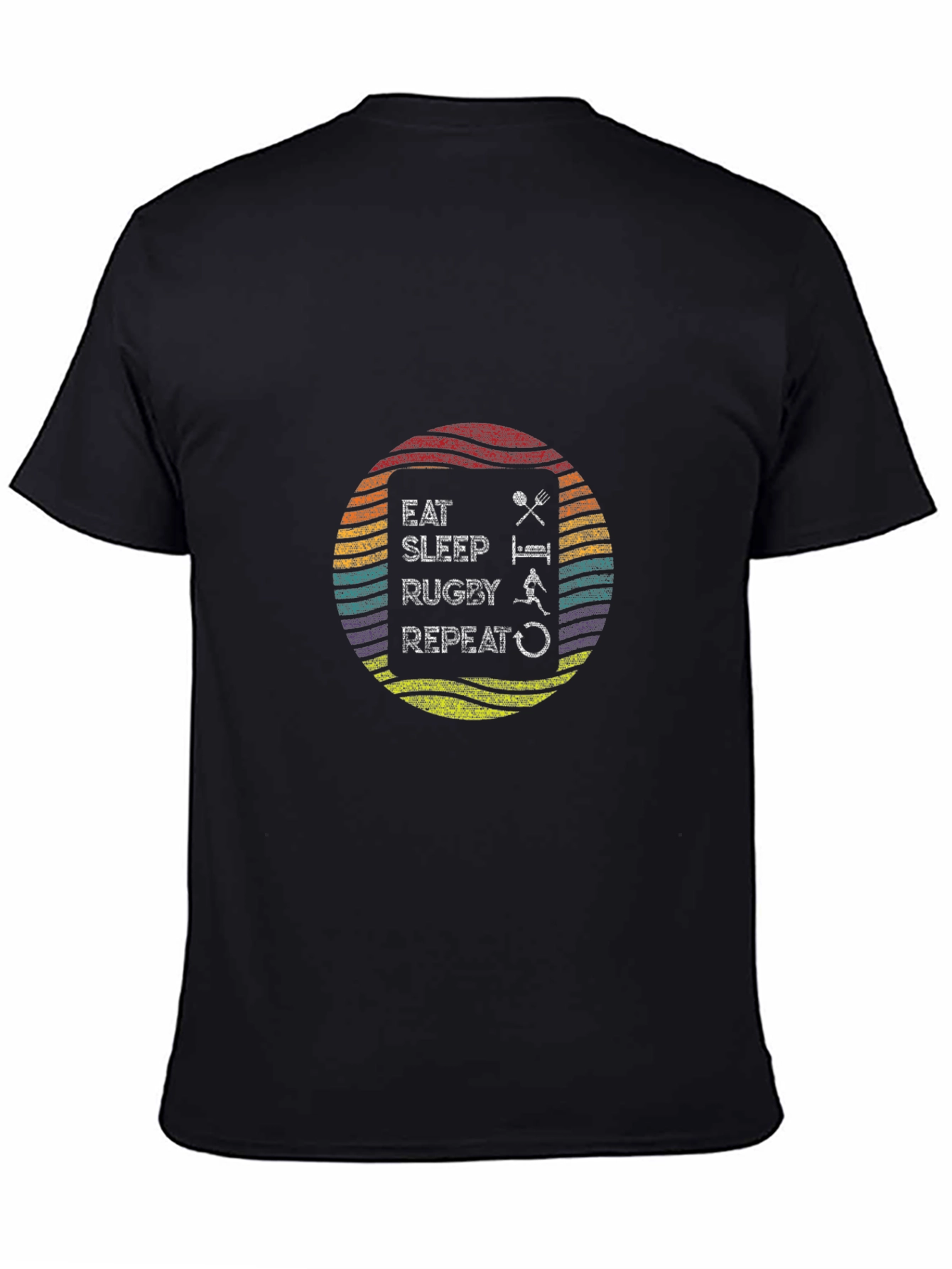 Eat Sleep Rugby Repeat Black T-Shirt