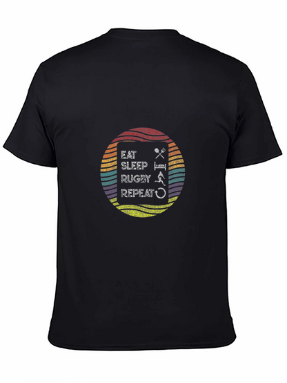 Eat Sleep Rugby Repeat Black T-Shirt