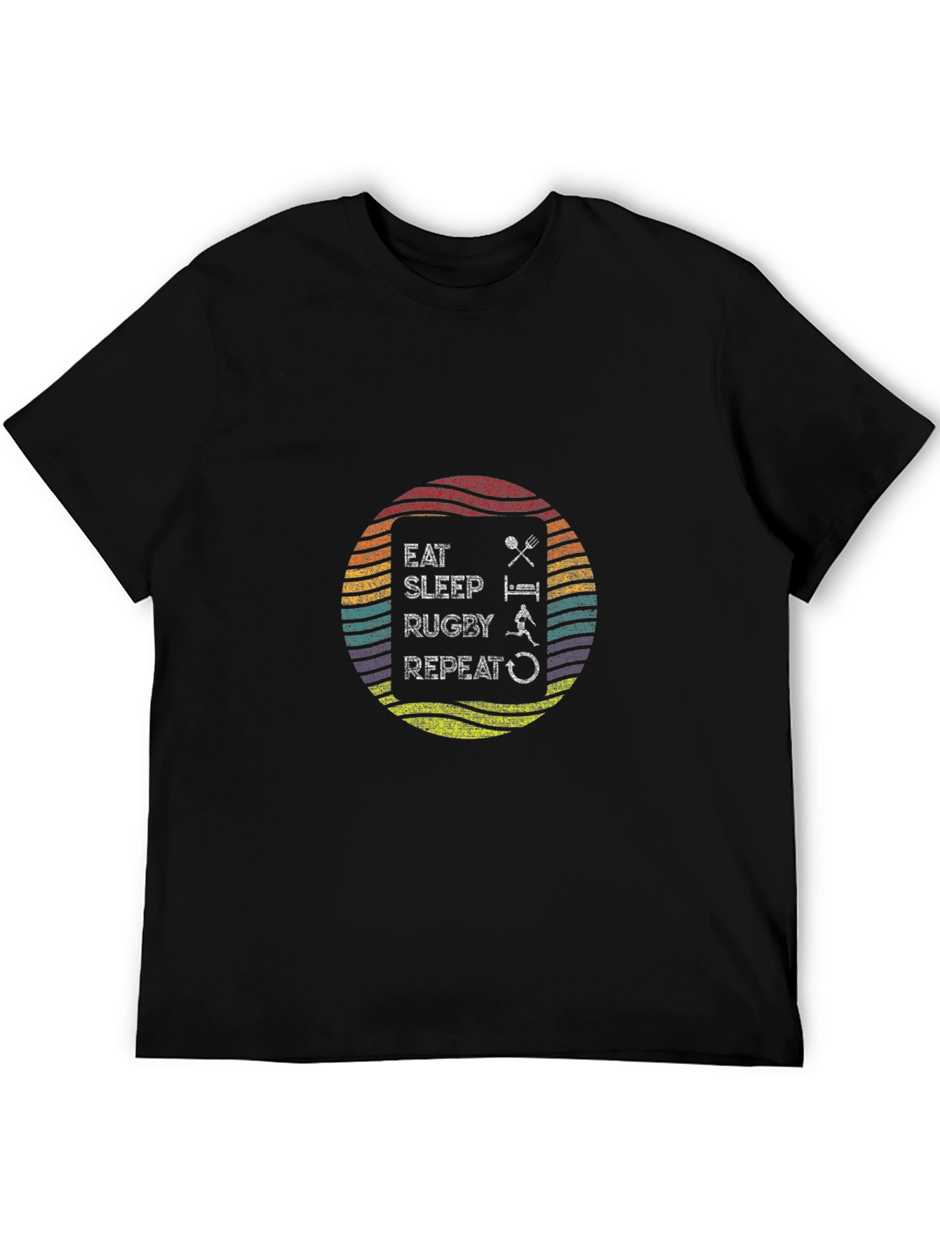 Eat Sleep Rugby Repeat Black T-Shirt