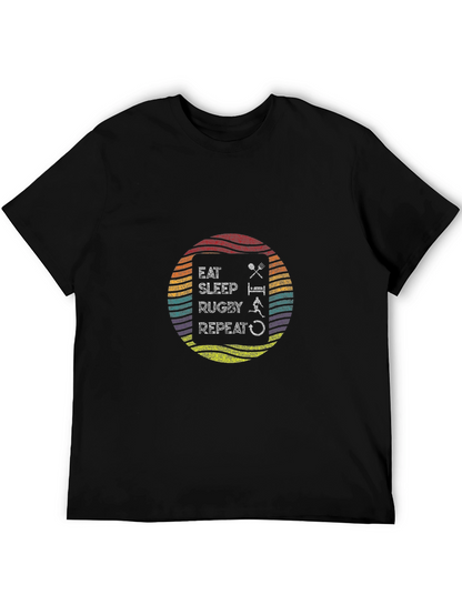 Eat Sleep Rugby Repeat Black T-Shirt