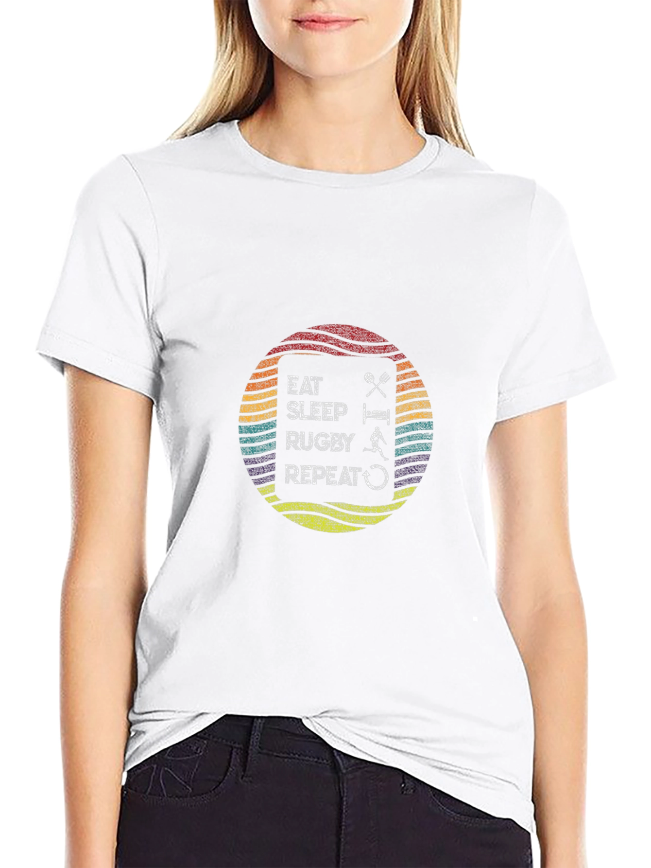 Eat Sleep Rugby Repeat Black T-Shirt