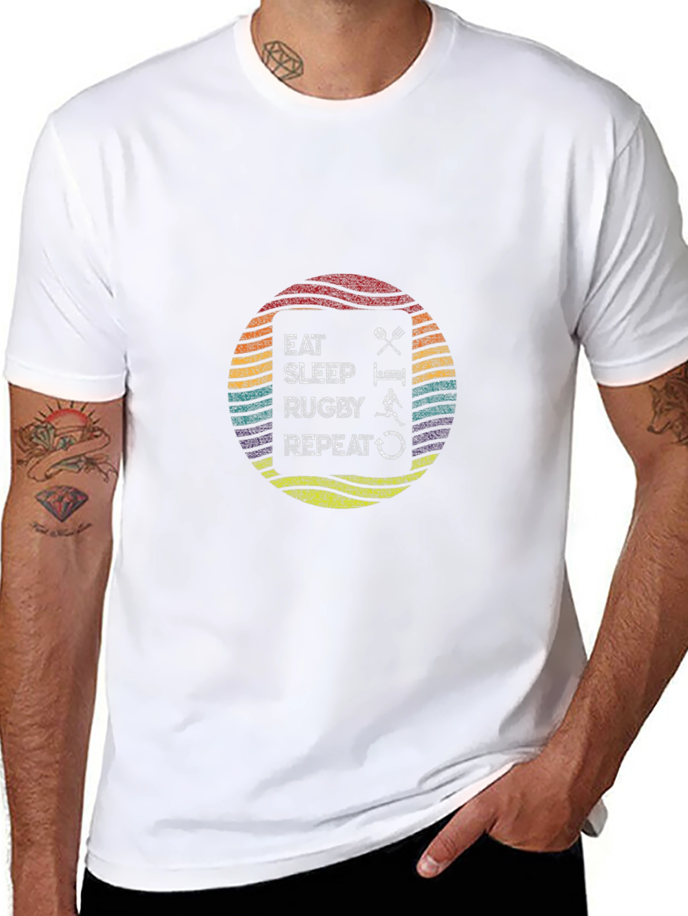 Eat Sleep Rugby Repeat Black T-Shirt