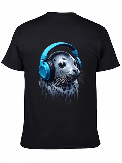Seal with Headphones T-Shirt - Cool Graphic Tee