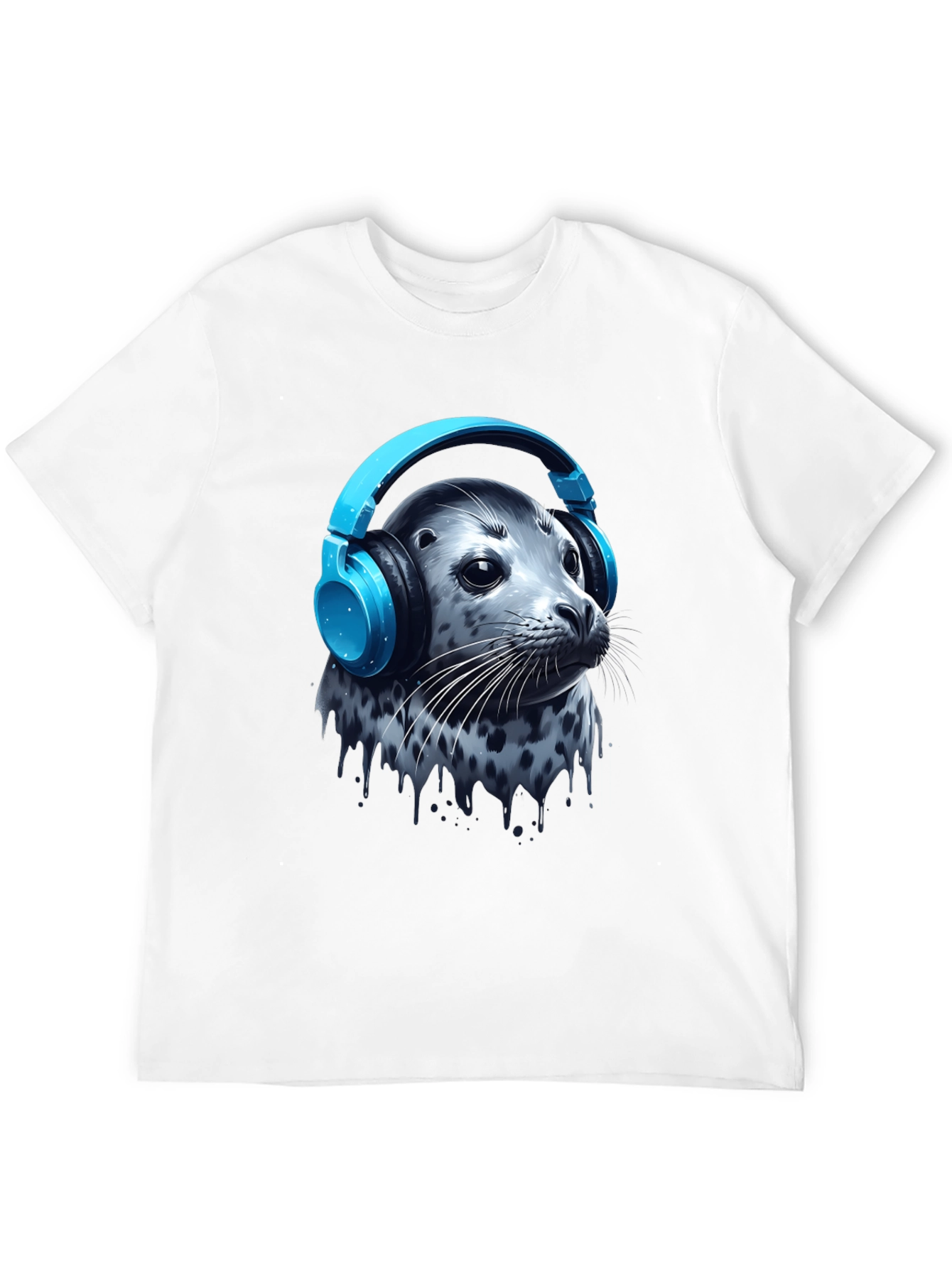 Seal with Headphones T-Shirt - Cool Graphic Tee