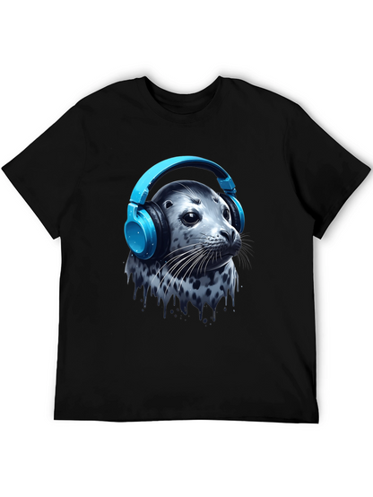 Seal with Headphones T-Shirt - Cool Graphic Tee