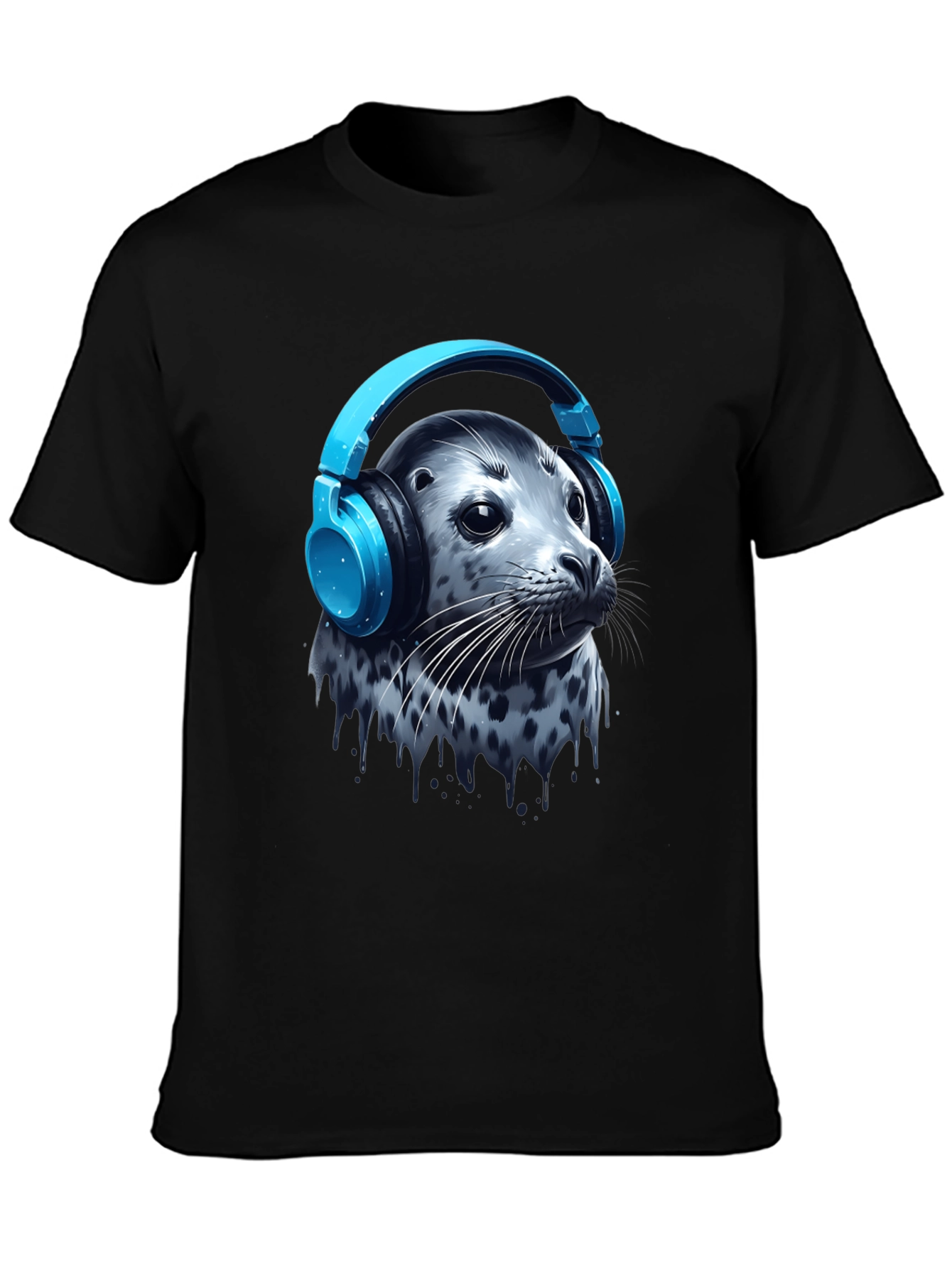 Seal with Headphones T-Shirt - Cool Graphic Tee