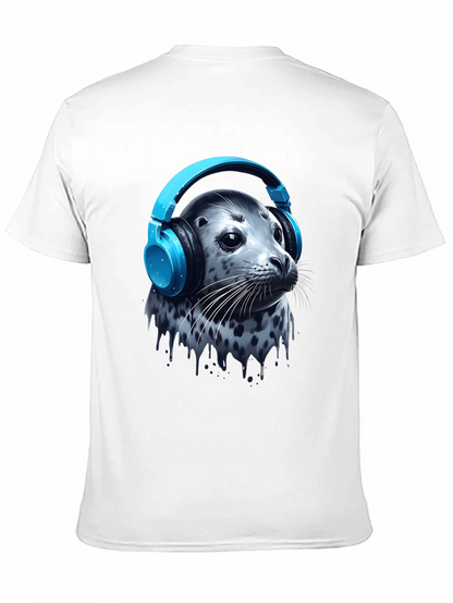 Seal with Headphones T-Shirt - Cool Graphic Tee
