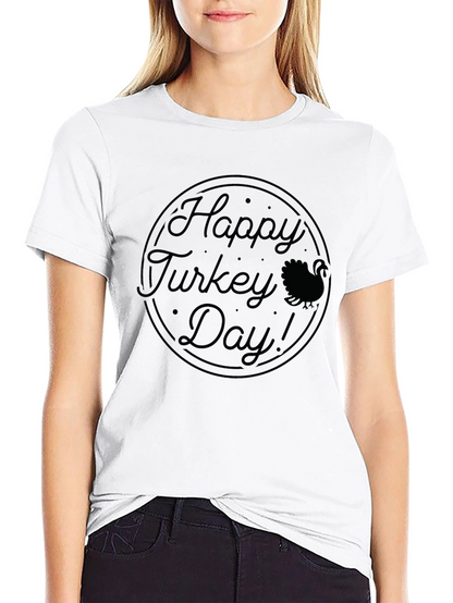 Happy Turkey Day Graphic Tee - Thanksgiving Shirt