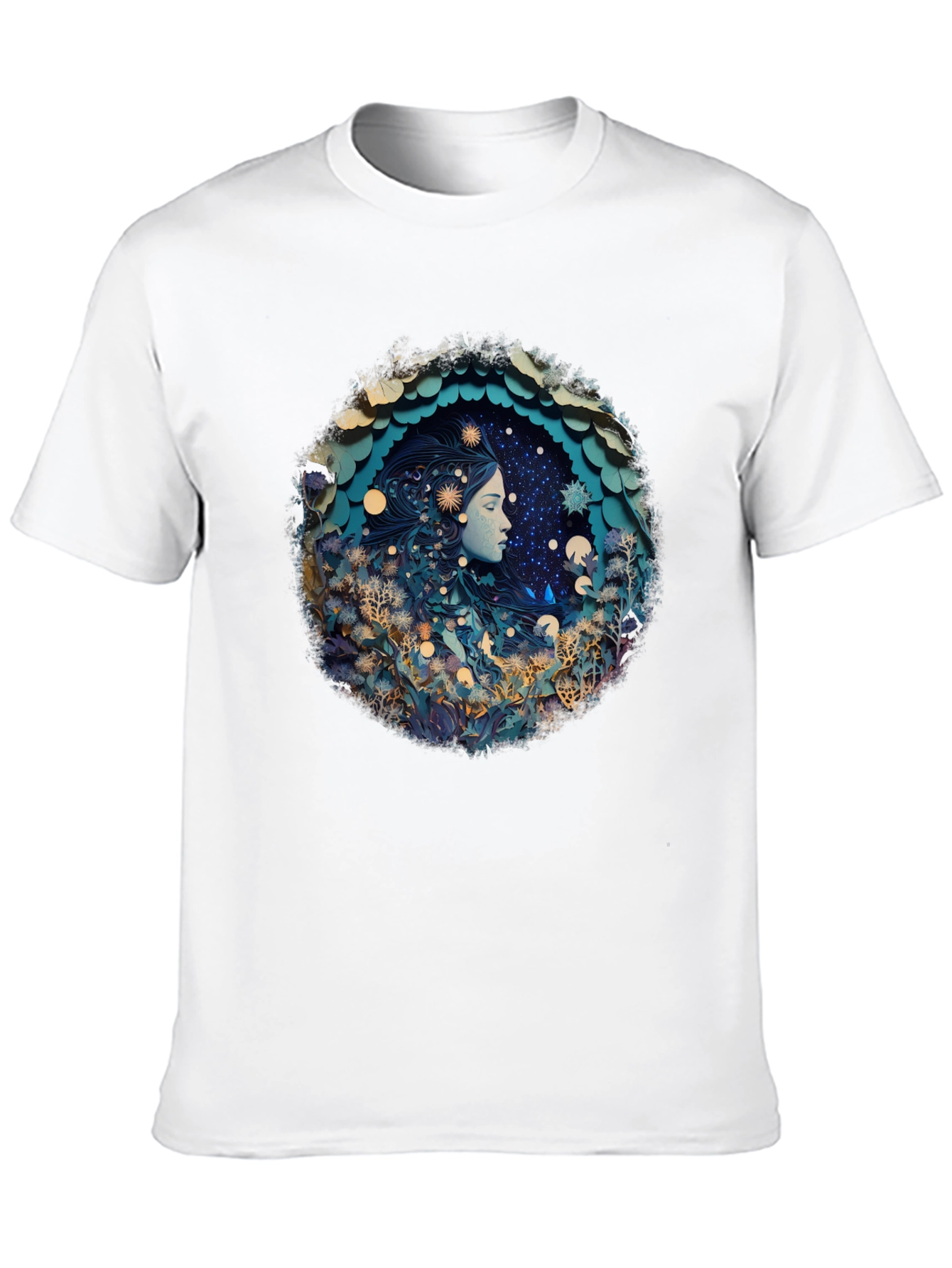 Celestial Dreamscape Graphic Tee - Black Cotton Blend
