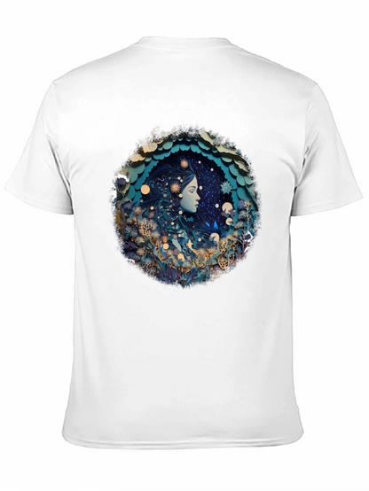 Celestial Dreamscape Graphic Tee - Black Cotton Blend