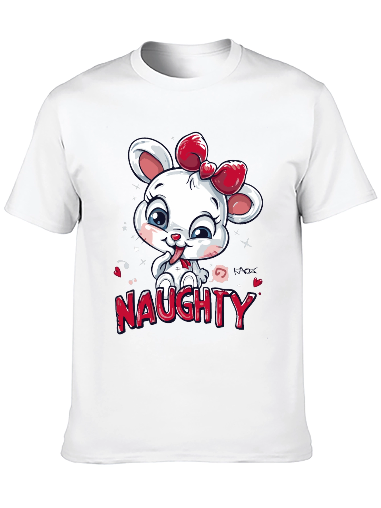 Naughty Cartoon Mouse Graphic Tee - Black Cotton T-Shirt