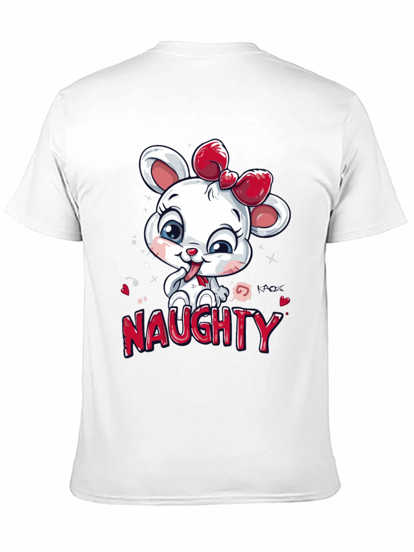 Naughty Cartoon Mouse Graphic Tee - Black Cotton T-Shirt