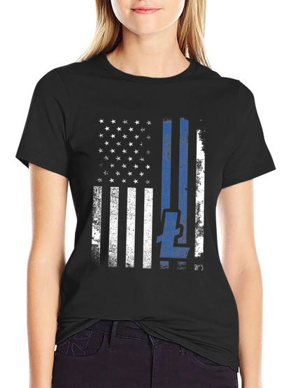 Thin Blue Line American Flag T-Shirt