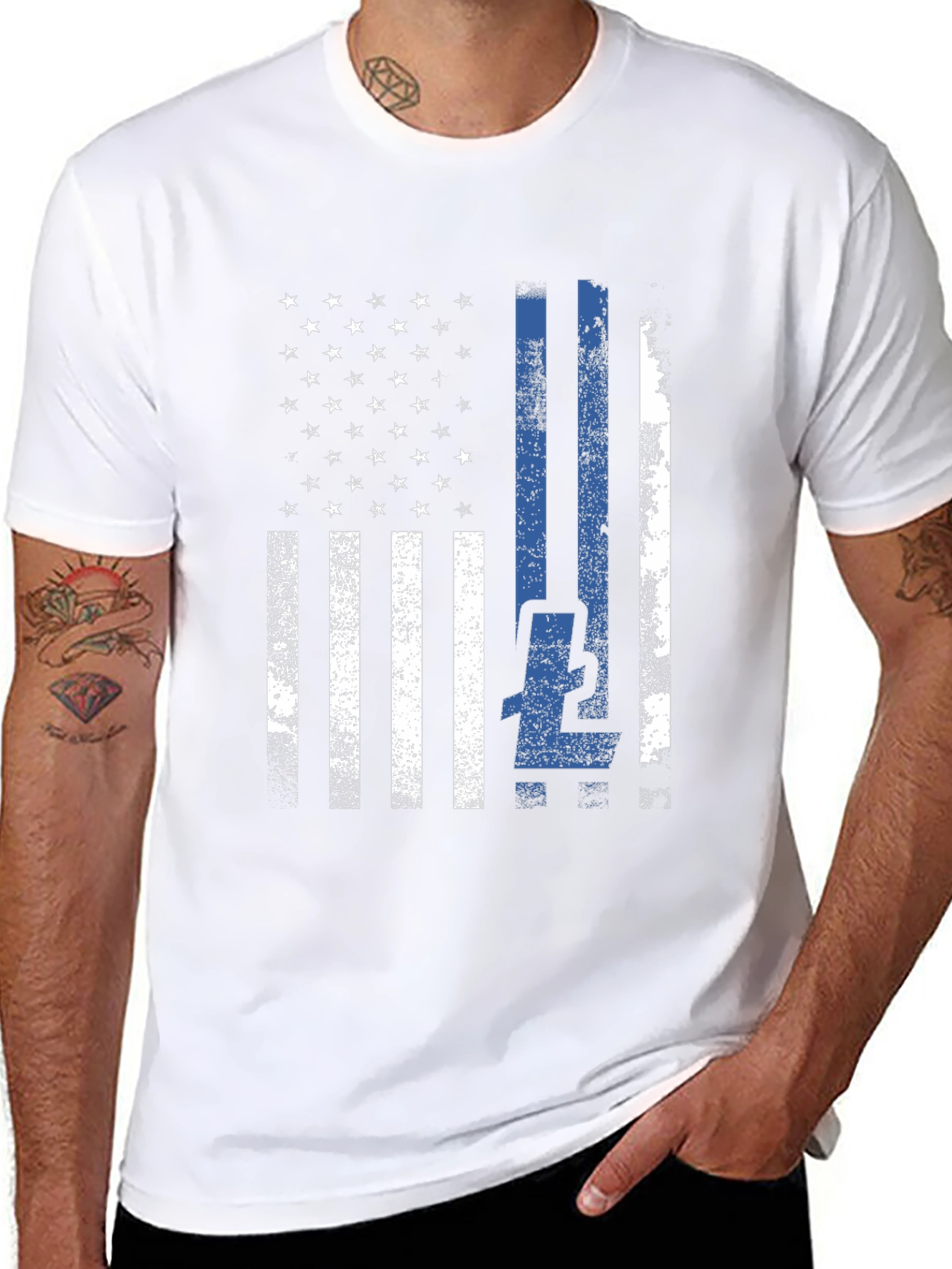 Thin Blue Line American Flag T-Shirt