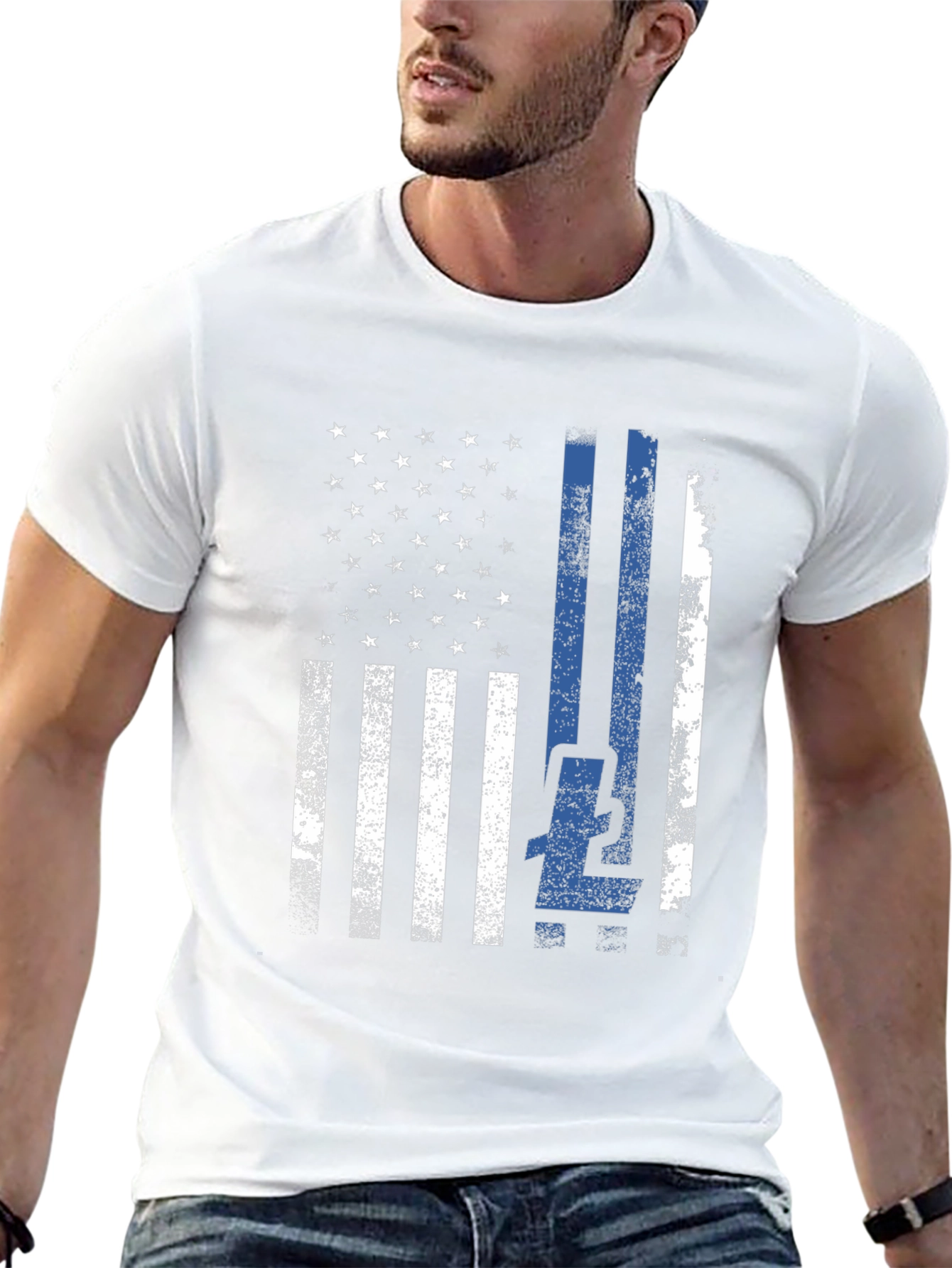 Thin Blue Line American Flag T-Shirt