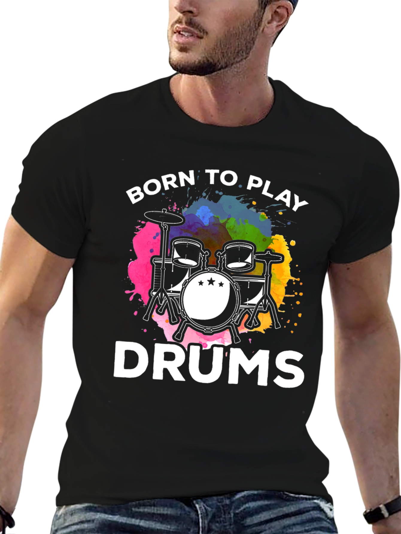 Born to Play Drums Black T-Shirt