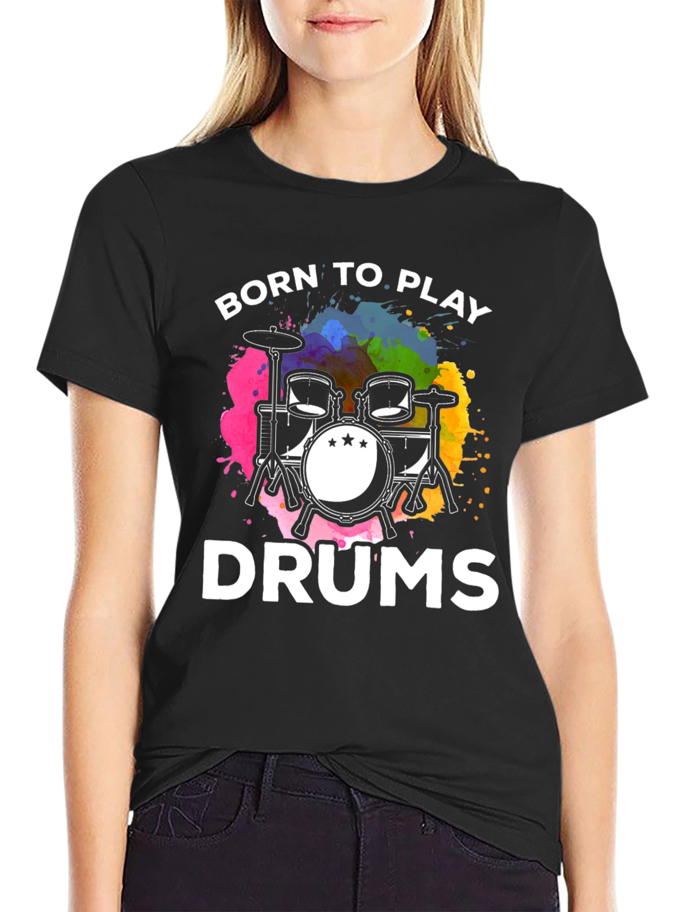 Born to Play Drums Black T-Shirt