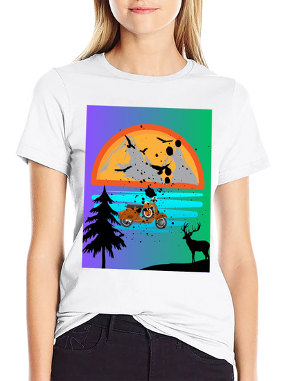 Retro Motorcycle Sunset T-Shirt