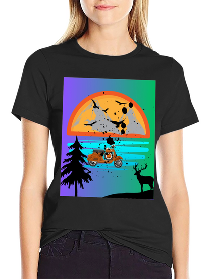 Retro Motorcycle Sunset T-Shirt