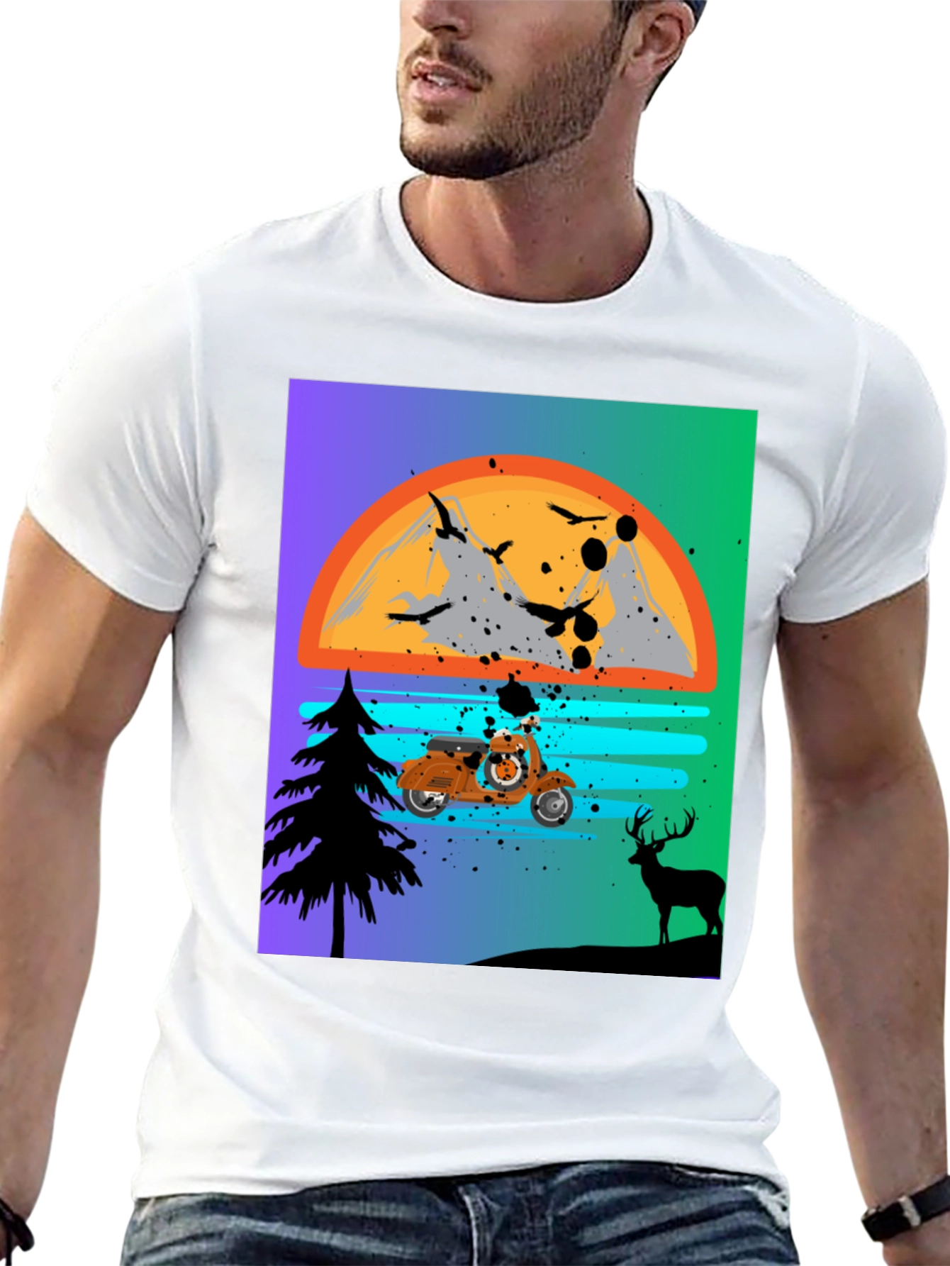 Retro Motorcycle Sunset T-Shirt