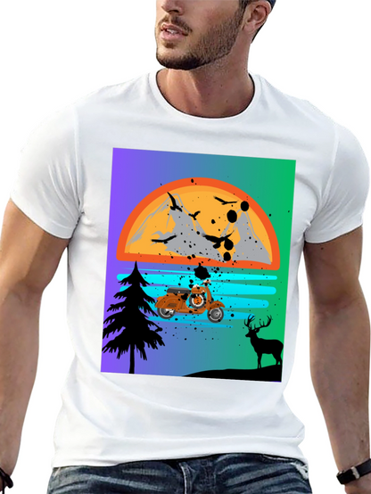 Retro Motorcycle Sunset T-Shirt