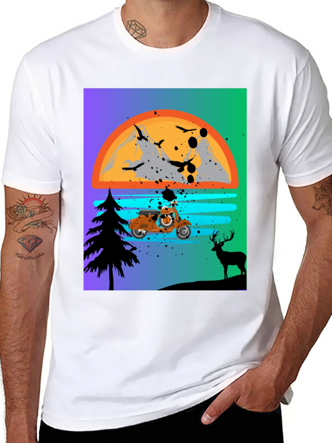 Retro Motorcycle Sunset T-Shirt