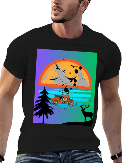Retro Motorcycle Sunset T-Shirt