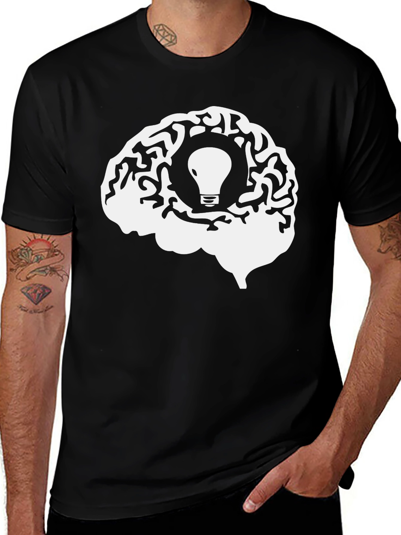 Brainstorm Tee - Lightbulb Idea in Brain Graphic T-Shirt