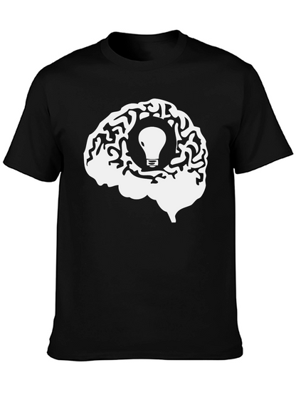 Brainstorm Tee - Lightbulb Idea in Brain Graphic T-Shirt