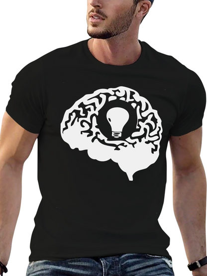 Brainstorm Tee - Lightbulb Idea in Brain Graphic T-Shirt
