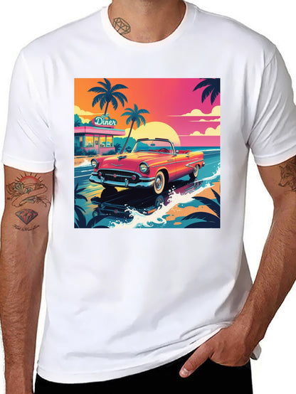 Retro Car Graphic Tee - Beach Diner Design