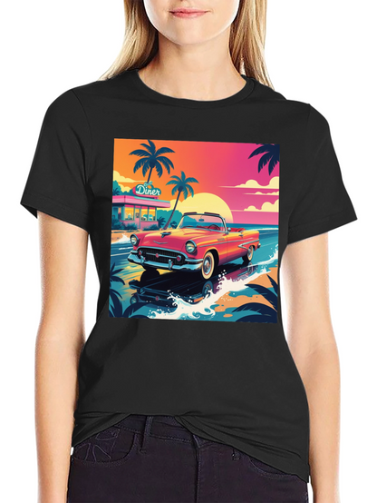 Retro Car Graphic Tee - Beach Diner Design