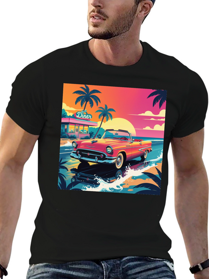 Retro Car Graphic Tee - Beach Diner Design