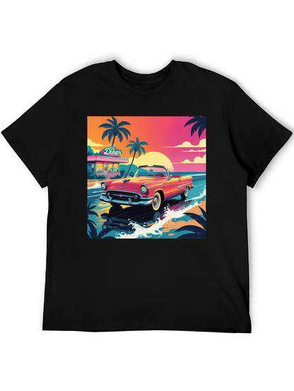Retro Car Graphic Tee - Beach Diner Design