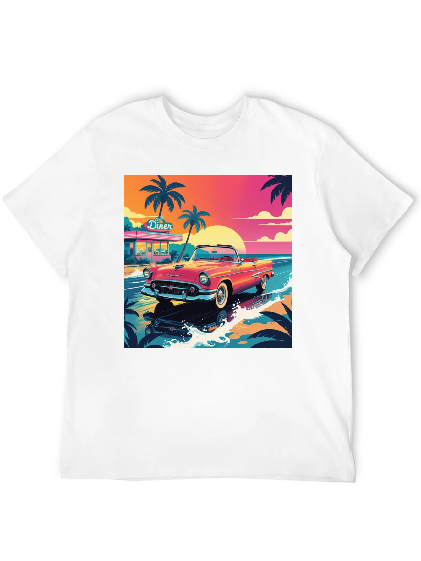 Retro Car Graphic Tee - Beach Diner Design