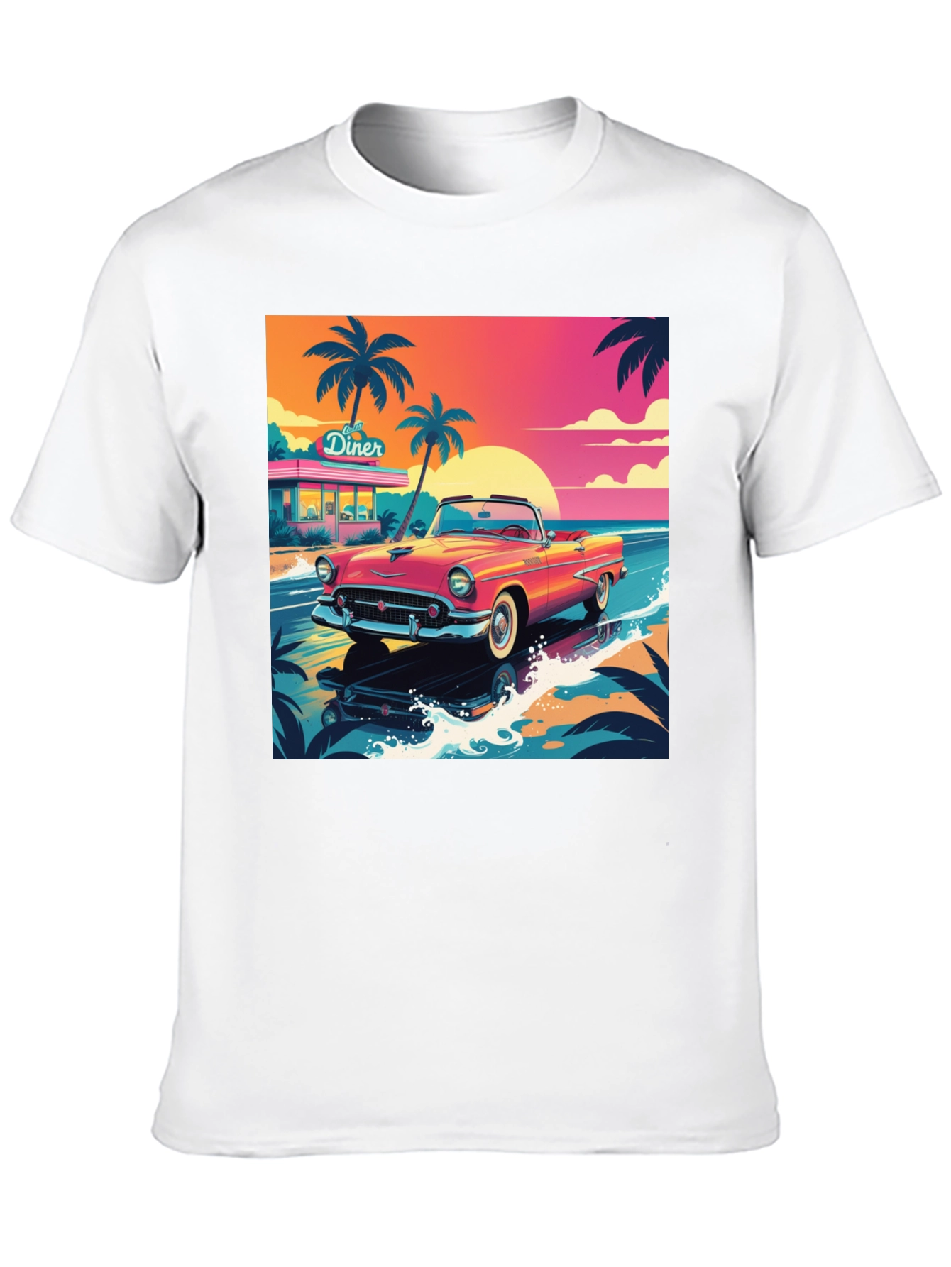 Retro Car Graphic Tee - Beach Diner Design