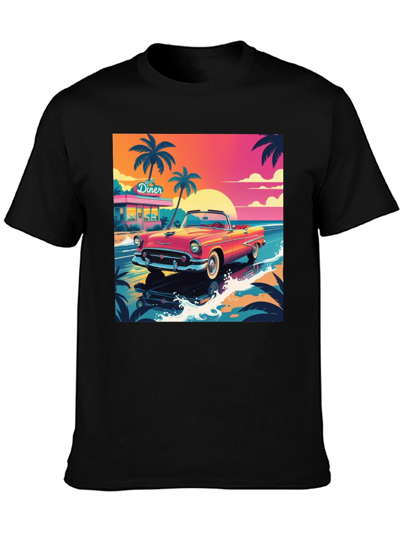 Retro Car Graphic Tee - Beach Diner Design