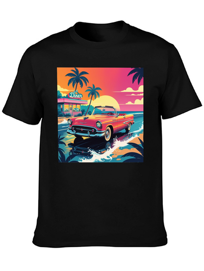 Retro Car Graphic Tee - Beach Diner Design