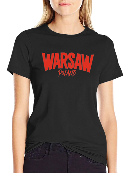 Warsaw Poland T-Shirt Black Cotton Tee