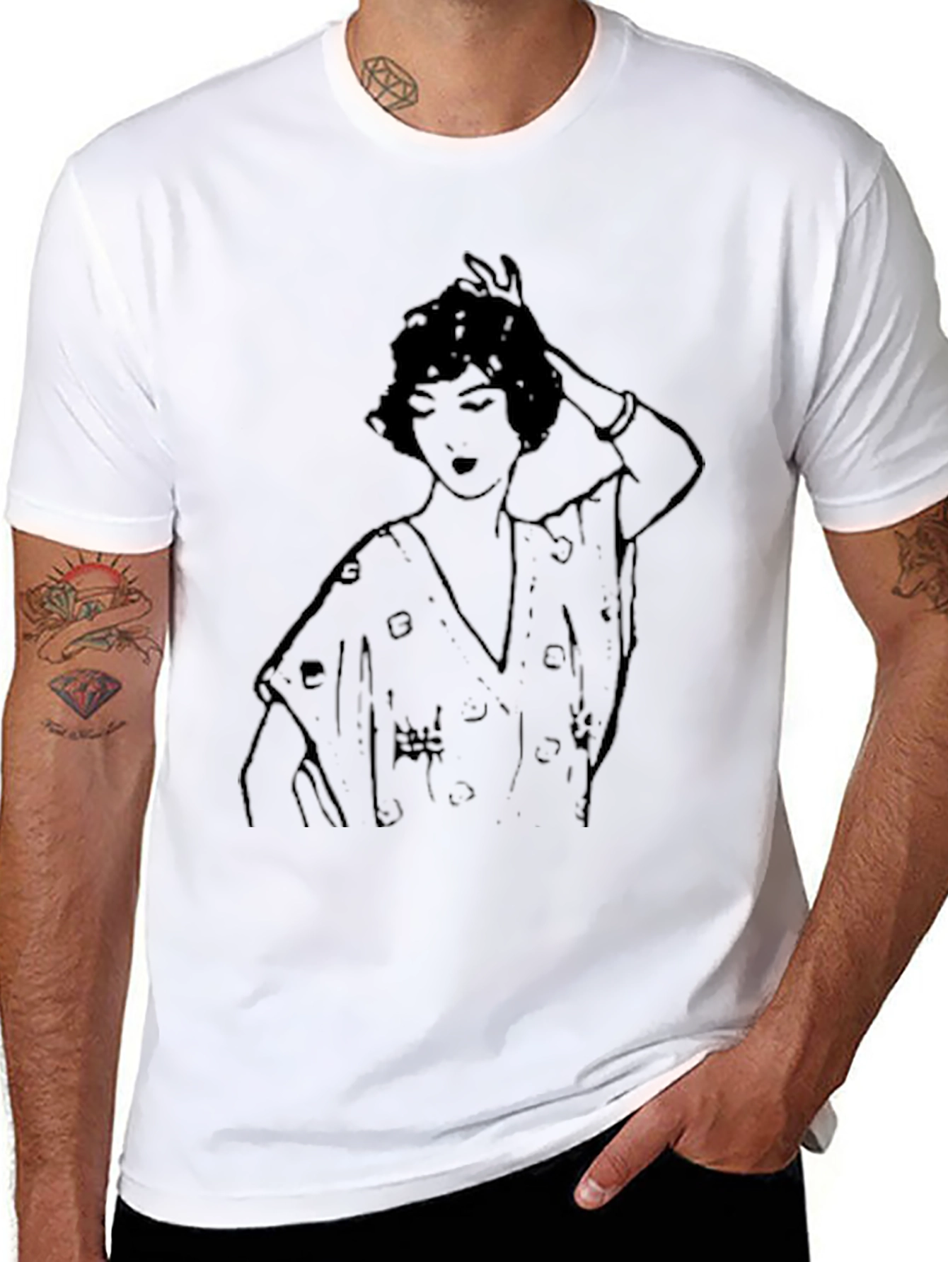 Retro Woman Graphic T-Shirt - Classic Black Tee