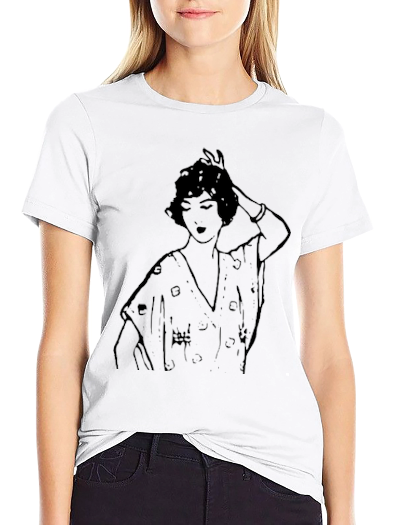 Retro Woman Graphic T-Shirt - Classic Black Tee