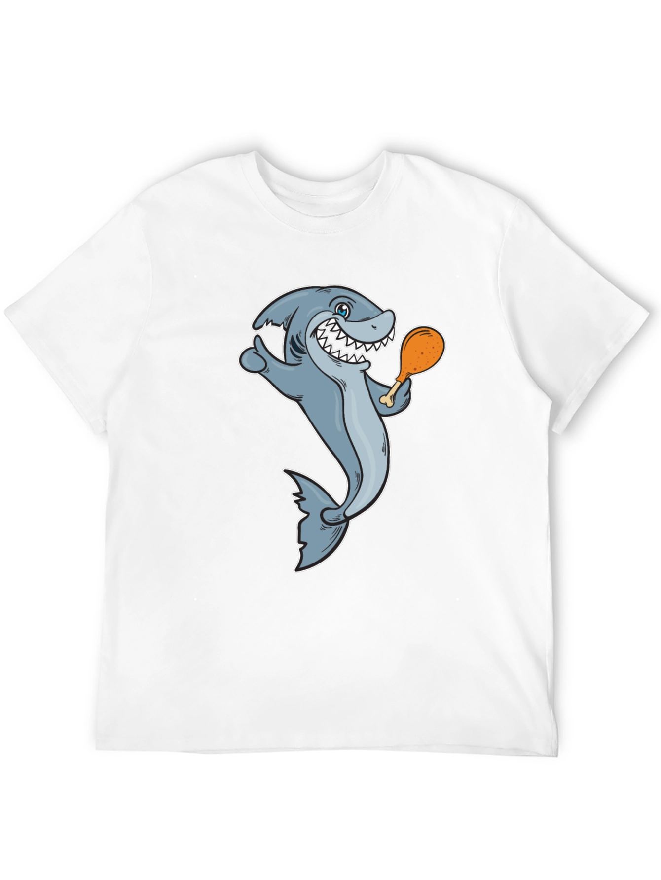 Shark Eating Chicken Leg Graphic Tee - Black