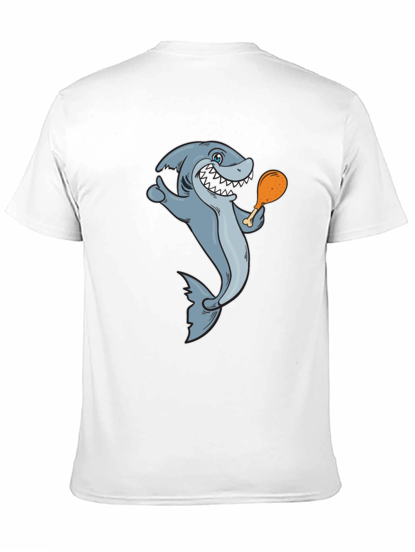 Shark Eating Chicken Leg Graphic Tee - Black