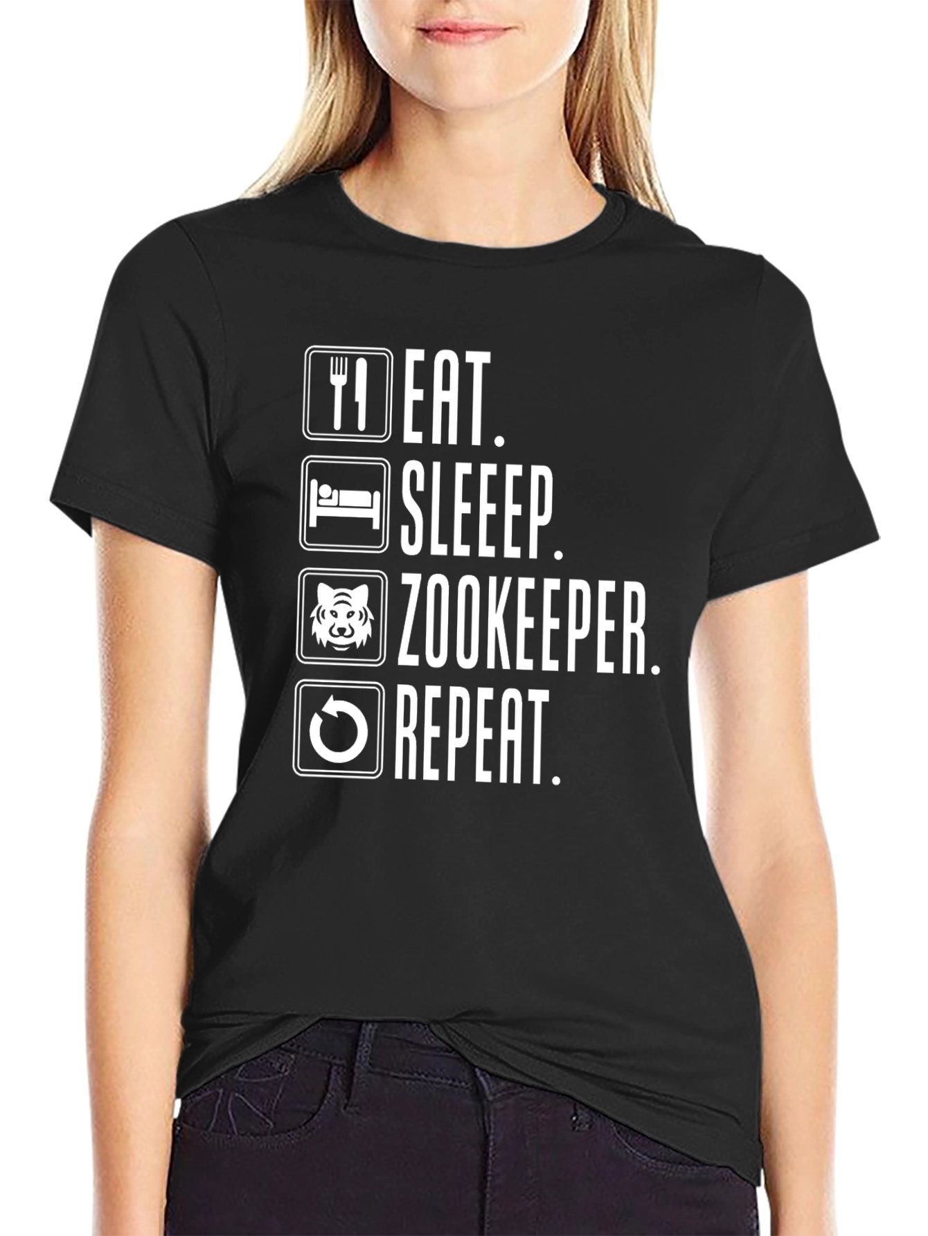 Eat Sleep Zookeeper Repeat Black T-Shirt