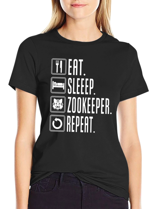 Eat Sleep Zookeeper Repeat Black T-Shirt