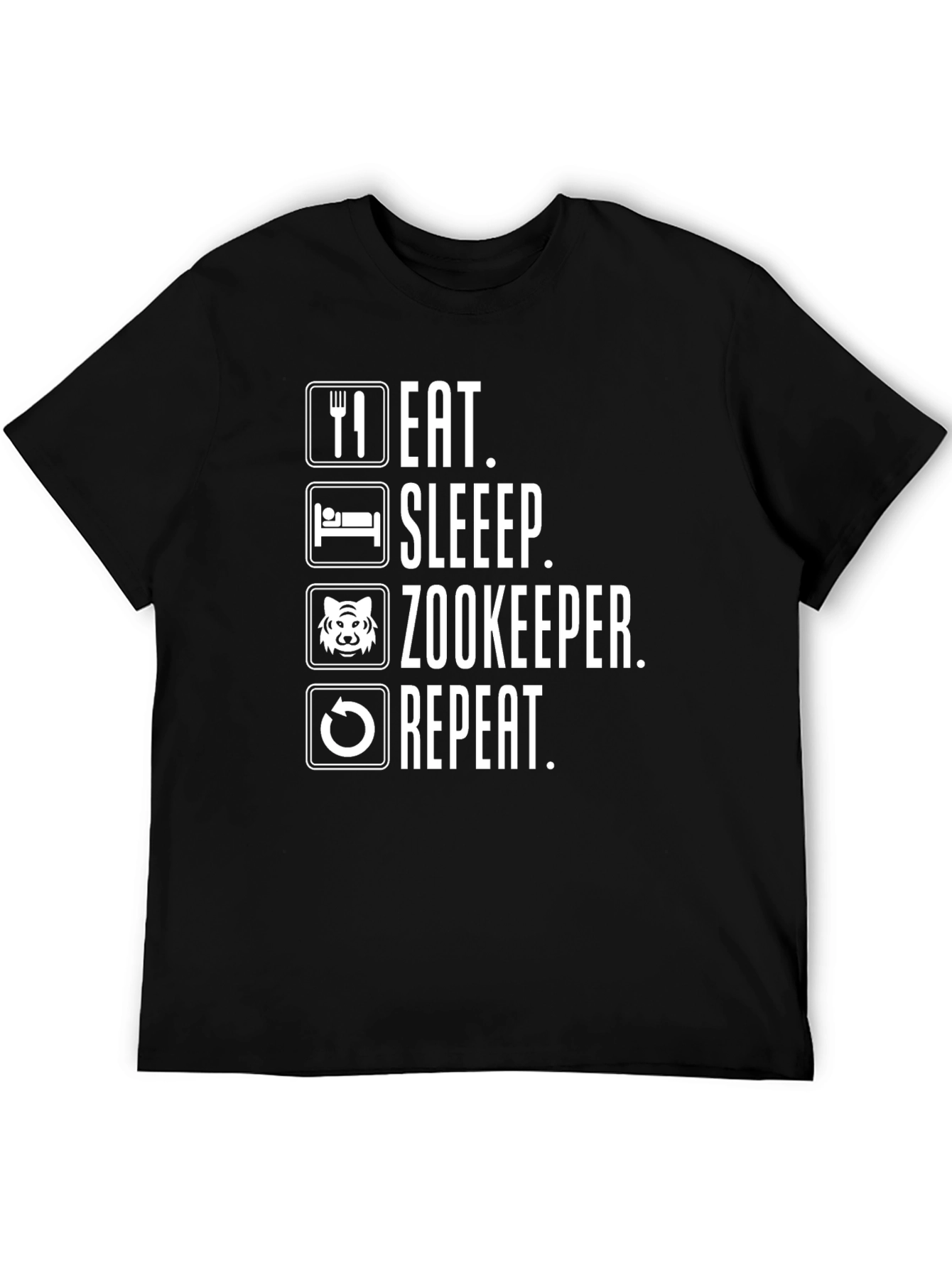 Eat Sleep Zookeeper Repeat Black T-Shirt