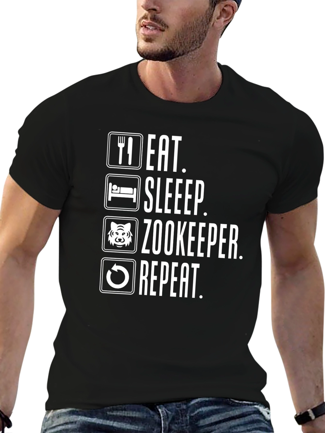Eat Sleep Zookeeper Repeat Black T-Shirt